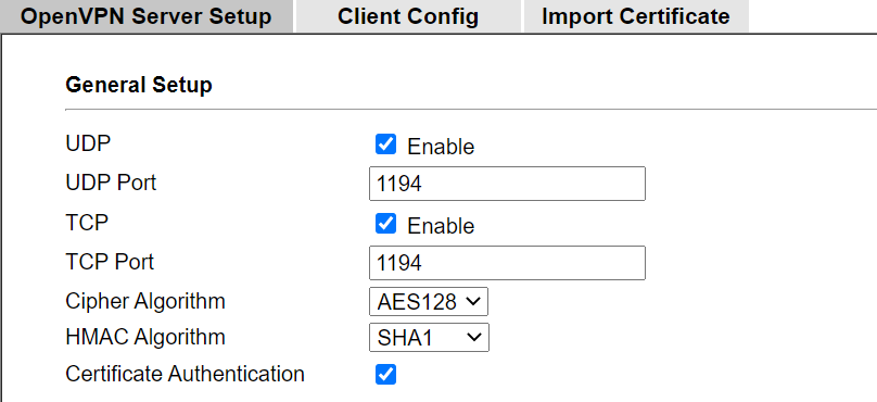 setup openvpn general settings